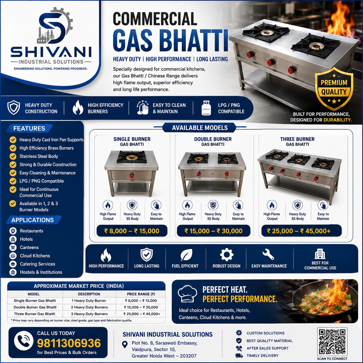 Commercial gas bhatti and burners for restaurants hotels and cloud kitchens
